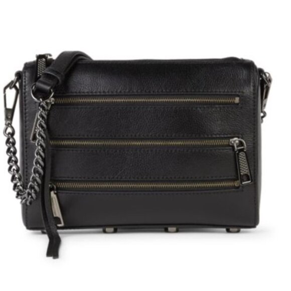 REBECCA MINKOFF Mini 5 Zip Leather Crossbody Bag - Picture 1 of 3